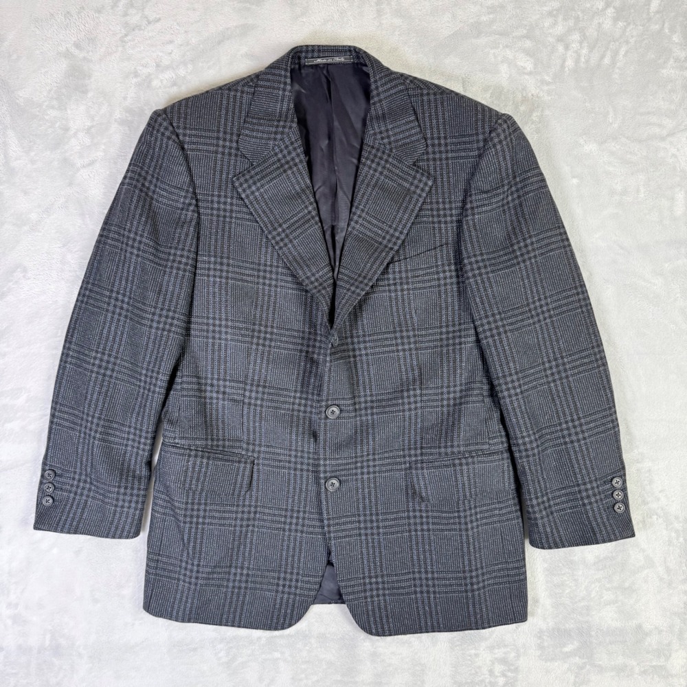Ermenegildo Zegna Blazer Mens 48 Gray Glen Plaid Wool Cashmere Sport‎ Coat Italy